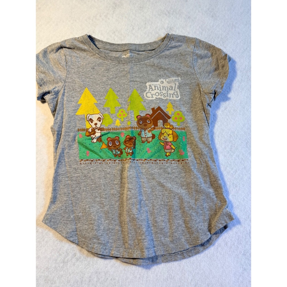 Nintendo Animal Crossing New Horizons Girls Gray Graphic T-Shirt Size S 6-6X